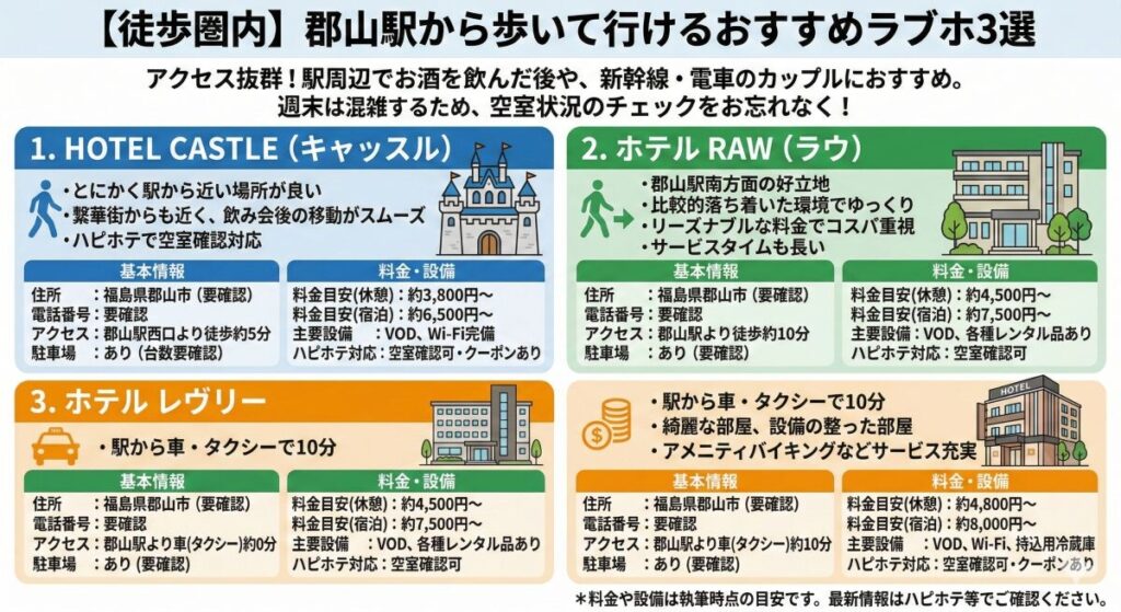 【徒歩圏内】郡山駅から歩いて行けるおすすめラブホ3選